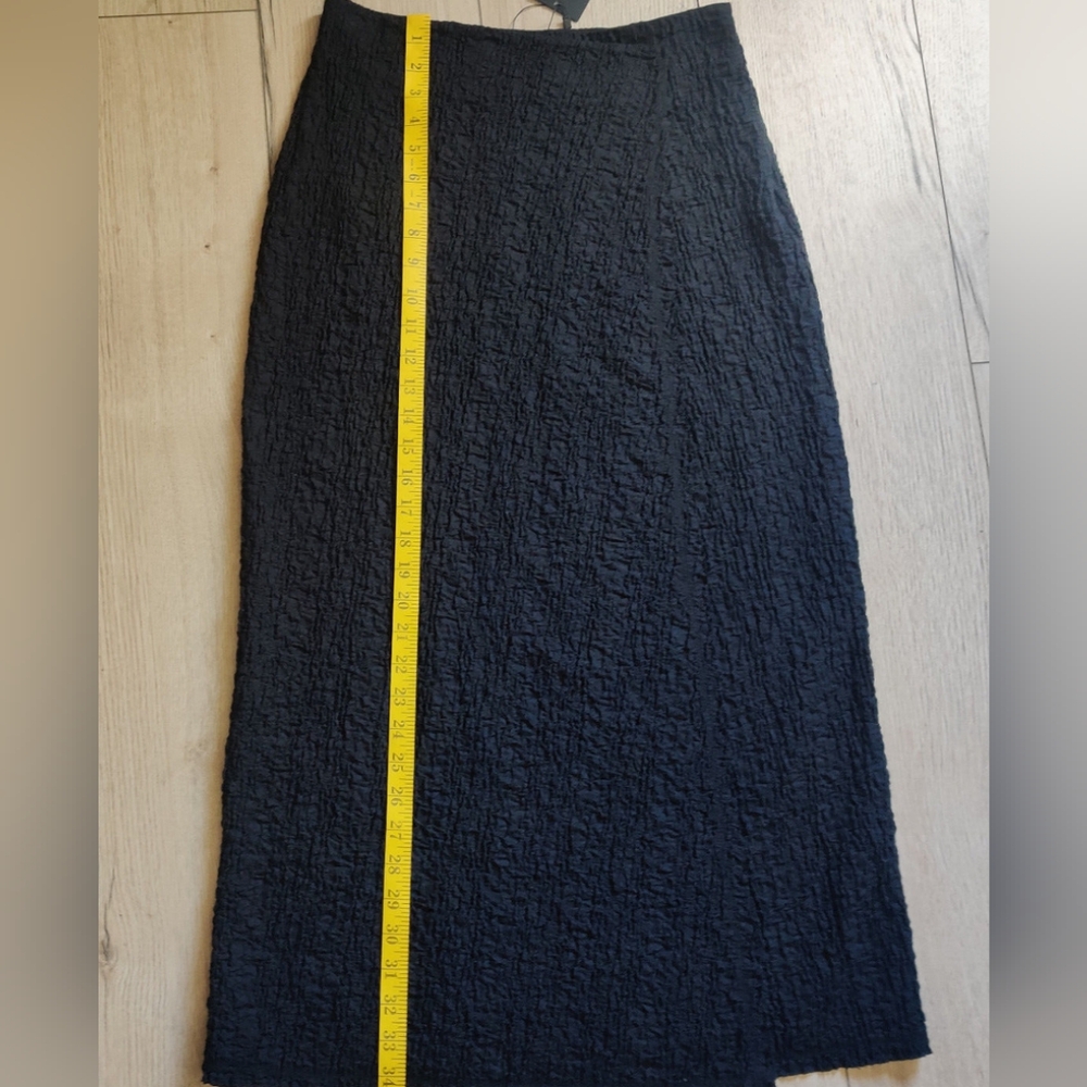 Massimo Dutti Textured Black Wrap Skirt